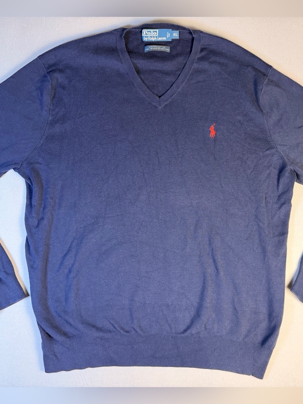 Polo by Ralph Lauren Men's Navy V-Neck Sweater XL